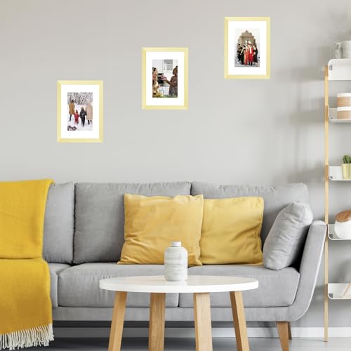Image of JCJMY 5.8x8.3 A5 Picture Frame Gold with 4x6 Mat for Wall Hanging or Tabletop, Display Photo 4x6 with Mat or 5.8 x 8.3 Without Mat, Wall Poster Photo Frame with Shatter Resistant Plexiglass, Gold