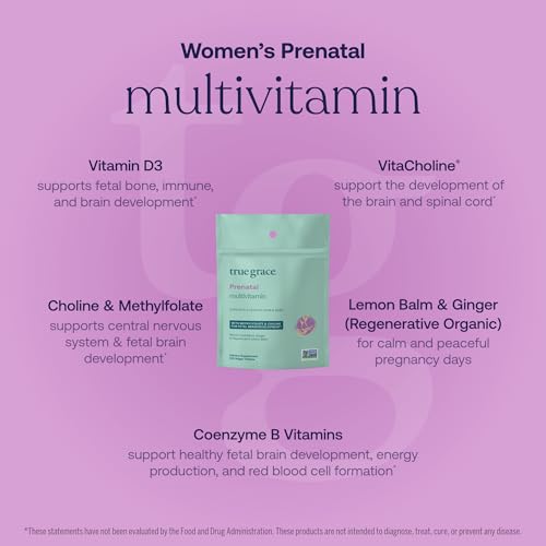 Image of True Grace Prenatal Multivitamin Refill Pouch - 120 Vegan Tablets - Supports a Healthy Mom & Baby with Methylfolate & Choline for Fetal Brain Development - Gluten Free, Soy Free - 60 Servings