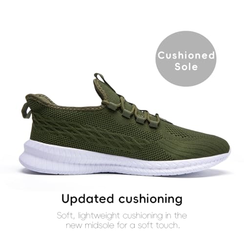 Image of Women's Tennis Running Walking Shoes Slip on Casual Non Slip Athletic Workout Gym Sneakers Fashion Lightweight Breathable Mesh Jogging Work Sports Outdoor Shoe Green Size US 7.5