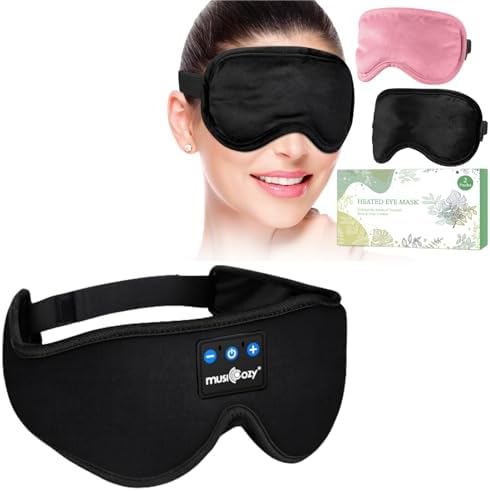 MUSICOZY Heated Eye Mask Sleep Headphones Bluetooth 5.2 Headband Sleeping Headphones Sleep Eye Mask, Wireless Music Earbuds Earphones for Side Sleepers Men Women Cool Gadgets Unique Gifts MUSICOZY Heated Eye Mask Sleep Headphones Bluetooth 5.2 Headband Sleeping Headphones Sleep Eye Mask, Wireless Music Earbuds Earphones for Side Sleepers Men Women Cool Gadgets Unique Gifts