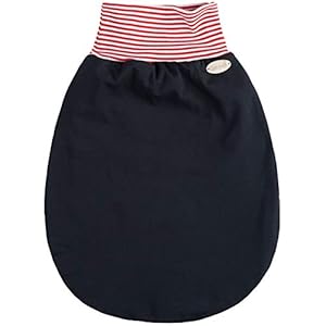 Annsfashion Gevoerde slaapzak, trappelzak, inbakerzak, lilakind, hoogwaardig handgemaakt, herfst/winter, fleece, marineblauw, rood, wit, strepen