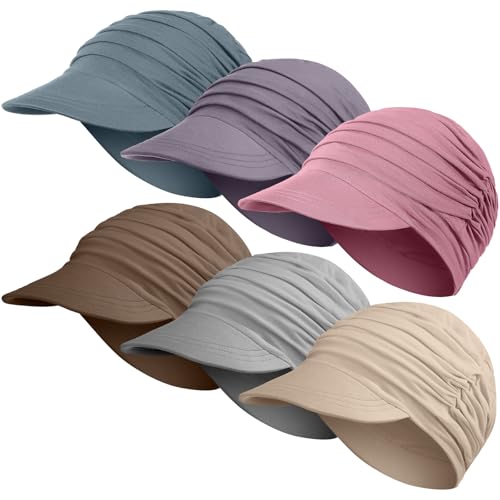 Image of 6 Pcs Chemo Cancer Hat for Women Breathable Bamboo Newsboy Baseball Cap Soft Headwear for Cancer Patient Hair Loss