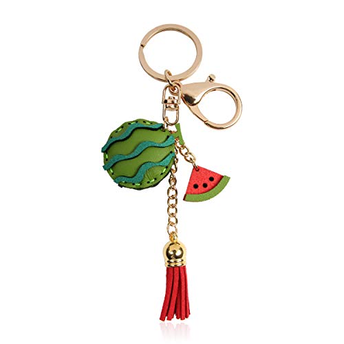 Preisvergleich Produktbild Süßer Schlüsselanhänger mit Taschen-Anhänger Handgefertigte Geldbörse Anhänger Quaste Obst Tiere Sport Ball Spiel College Team (Wassermelon)