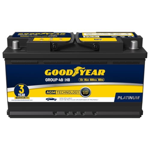 Image of Goodyear 49-H8-AGM BCI Group Size 49 12V 95 AH, 160RC, 900 CCA Platinum series Rechargeable AGM Maintenance Free Automotive Battery
