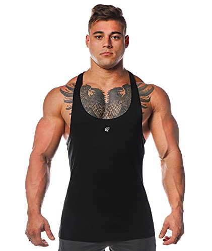 Jed North Bodybuilding Stringer Gym Tank Top Singlet Racerback, Small, Black