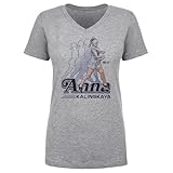 500 LEVEL Anna Kalinskaya Retro Women's V-Neck T-Shirt (Heather Gray, Small)
