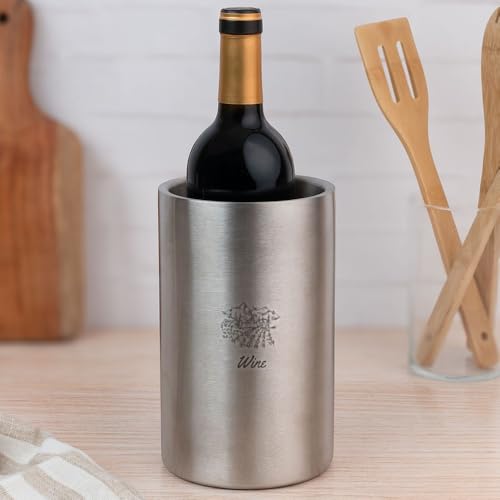 Wanapix |Raffredda bottiglie | Glacette per vino | Acciaio Inox Riutilizzabile per Bottiglie | Personalizza con Testo e Nome | Wine
