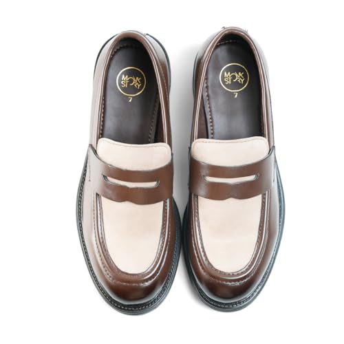 Image of Monkstory Cosmopolitan Contrast Penny Loafers - Brown /Beige