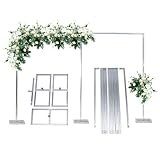 10x20 FT Backdrop Stand Heavy Duty with Base,Silver Wedding Backdrop Stand Pipe Kit Square Metal Balloon Arch Stand Garden Arbor Frame for Anniversary Party Birthday Photo Booth Background Decoration