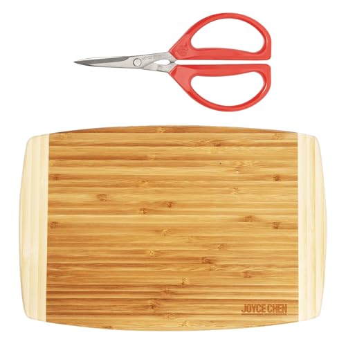 Joyce Chen Kitchen Scissors and 8x12-Inch Bamboo Cutting Board Set