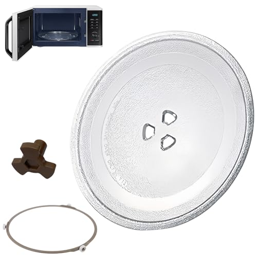 WIYETY Plato giratorio universal para microondas, plato giratorio de cristal con soporte para platos, microondas, placa de cristal, plato giratorio, plato giratorio para microondas (marco redondo)