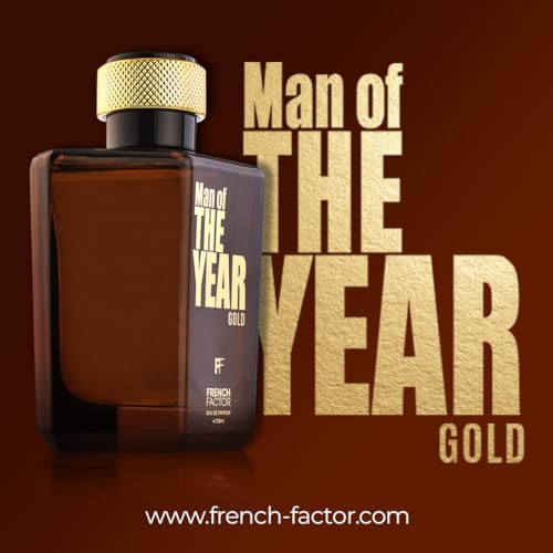 Image of French Factor Man Of The Year Gold Perfume For Man Long Lasting Eau De Parfum With Woody Notes Gift For Boys (Pack Of 1, 100ml)