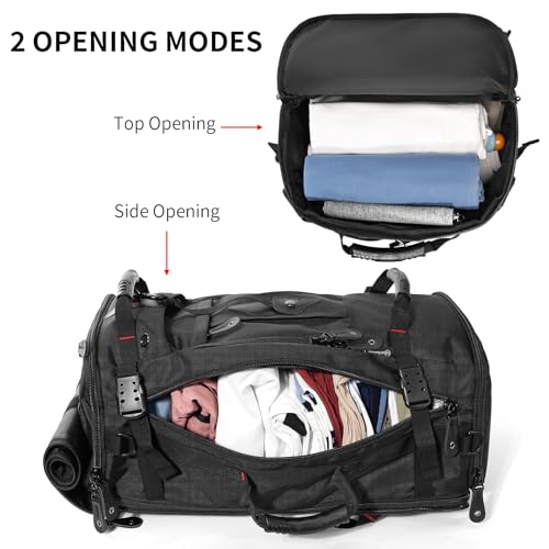 Image of YOUMIAN Large Capacity For Travel Hiking Sports Carry On Backpack Durable Convertible Duffle Bag Laptop airplane (Black, 60L-Large DualMainOpening)