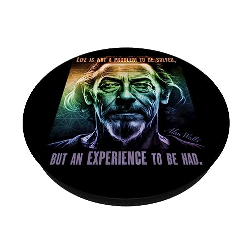 Alan Watts Quote Life Is Not A Problem To be Solved Artwork PopSockets Swappable PopGrip, Black - Image 2
