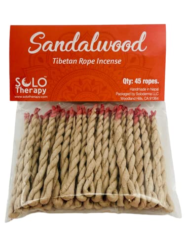 Sandalwood Tibetan Rope Incense , 45 Ropes, 3.5" Length , Sandalwood Rope Incense, Incense For Meditation, Purification, Luck And Love, Handmade In Nepal (Sandalwood Rope Incense) #TOP16