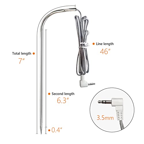 Replacement Waterproof Meat Probe 2Pc Compatible With Traeger Bbq Grills, 3.5 Mm Plug Meat Bbq Digital Thermostat Probes,Set Of 2 #TOP2