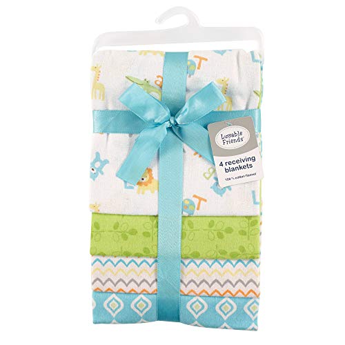 Image of Luvable Friends Unisex Baby Cotton Flannel Receiving Blankets, Abc 4-Pack, One Size