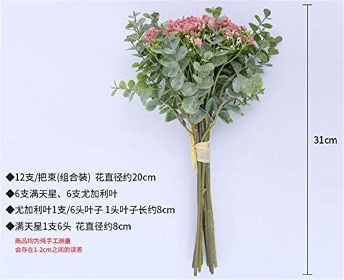 Skyseen Artificial Flowers Eucalyptus Leaf Babys Breath Gypsophila Bouquets Wedding Party Home Decor,Pack Of 1(White) #TOP4