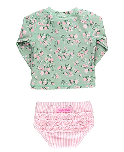 Image of RuffleButts Baby /Toddler Girls Rash Guard 2-Piece Swimsuit Set - Long Sleeve Bikini with UPF 50+ Sun Protection