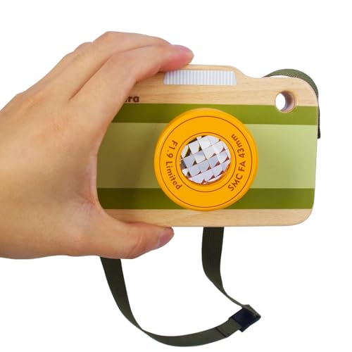 Hölzerne Mini Pretend Kamera Spielzeug für Kleinkinder 1 2 3 Jahre alt, Hals hängen fotografiert Requisiten für Jungen Mädchen Kinder Kinder