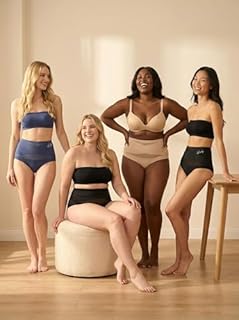 newnice Slight Tummy Control Underwear for Women - 4 Pack High Waisted Stretch Postpartum Briefs - Shapewear Panties (CA/US, Alpha, Large, Regular, Regular, Black, Black, Beige, Blue)