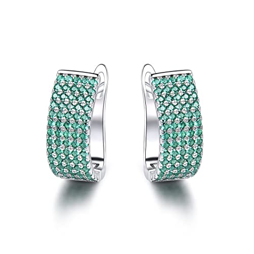 LOKILOKI Pendientes De Clip De Piedras Preciosas Nano Azul Creado Redondo De Joyería De Plata Maciza 925 para Mujer, Regalos De Cumpleaños para Fiestas, Dijes, Joyería Fina