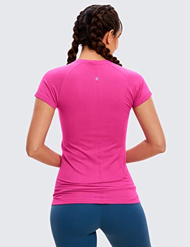 Image of CRZ YOGA Seamless Workout Shirts for Women Short Sleeve Sports Tees Quick Dry Breathable Gym Athletic Tops