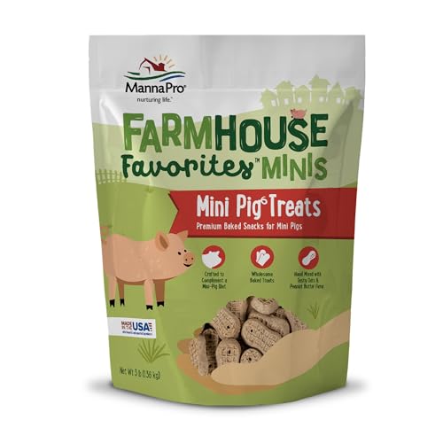 Manna Pro Farmhouse Favorites Mini Pig Treats Baked Snack for Mini and Teacup Pigs Hand-Mixed Peanut Butter Flavored Supports Training and Bonding Premium Treats for Small Pigs 3 lb Bag