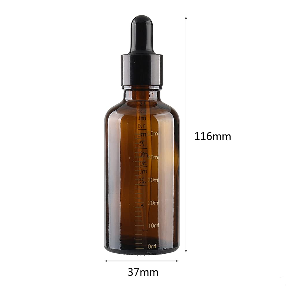 24 Pieza 50ml Marrón Cuentagota Botellas de Cristal con Pipeta Calibrado 50 ml Frasco Cuentagotas Cristal Botella de Vidrio Calibrada con Cuentagotas para Aceite Esencial Aromaterapia