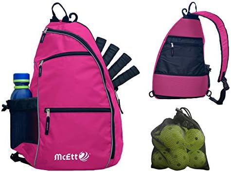 McEtt Pickleball Sling Bag – Adjustable Crossbody Backpack for Women Men – Holds Pickleballs, Paddles, Water Bottle, Gear Large