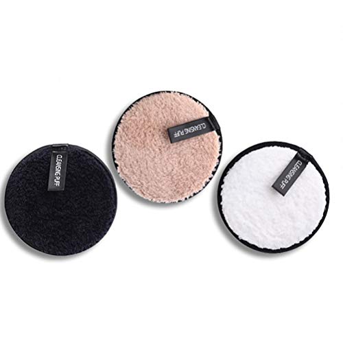 Lurrose 3pcs Démaquillant Pads Lavables Visage Démaquillant Lavable Peluche Réutilisable (Blanc + Café + Noir)