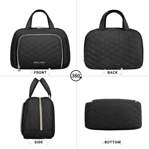 MAXTOP Large Make Up Bags for Women Girls,2Pcs Cosmetic Bag with Jewelry Storage Compartment and Handle,Quilted Makeup Bag,Travel Toiletry Bag for Travel Essentials Make Up Organizer Bag 5
