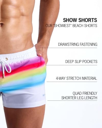 Bang Men's Swimwear - Show Shorts - Stretchy Quick-Dry Elasticated Waitsband Shorter Length Beach Trunks4