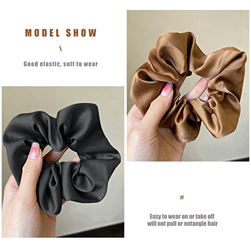 Hanyousheng 8 Stück Haargummis Seide, Scrunchies Satin für Damen, Haargummi Scrunchie, Weiche Seide Elastisch Haarband, 6 Farben Satin Haargummi Set, Silk Skrunschis Groß für Damen Frauen Mädchen