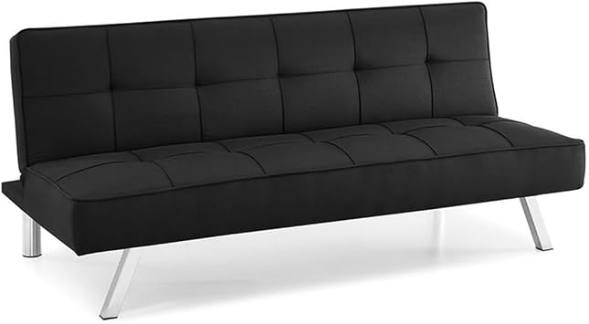 Hawthorne Collections Multi-Functional Fabric Upholstered Button Tufted Convertible Sleeper Sofa in Black