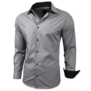 Baxboy Herenhemd slim fit gemakkelijk te strijken voor pak, business, bruiloft, vrije tijd – overhemden met lange mouwen B-444