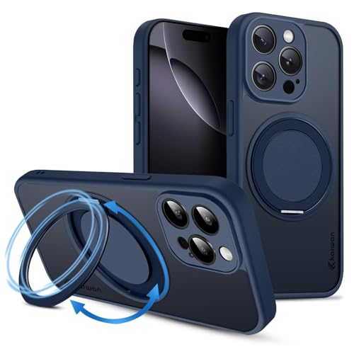 Image of KARWAN Tough Shockproof Armor Back Case Cover Compatible with iPhone 14 Pro with 360 Degree Rotation Magnetic Attraction Ring Holder Heavy Duty Rugged Cover with Magnetic MagEase Wireless Charging