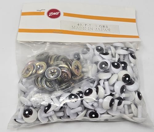 Zim's 12mm Round Brown, Black and White Comical Cartoon Plastic Safety Eyes for Craft Amigurumi Dolls, Toys or Puppets (Bulk Pack of 144)