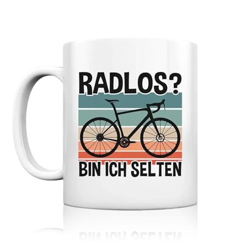Fahrrad Tasse lustig - RADLOS? BIN ICH SELTEN - Lustige Tassen mit Fahrradmotiv für Herren Damen Radfahrer Kaffeetasse Keramikbecher für Mountainbike Rennrad Fans Fahrrad Geschenk Idee