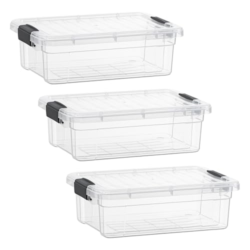 Image of Superio 1.27 Quart Clear Plastic Storage Containers with Lids, Stackable Organizer Bins, BPA-Free Storage Boxes for Home, Office, Dorm & Classroom, 3 Pack