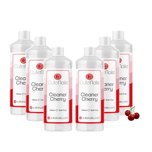 6 x Cleaner para Gel 1000ml Aroma Cereza - Eliminar la capa pegajosa de geles UV y Led/Esmaltes permanentes/Esmaltado Permanente/Cleanser para uñas de gel