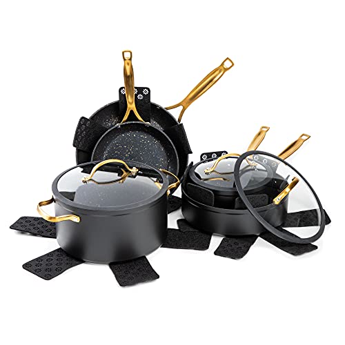 Thyme & Table 12-Piece Nonstick Ceramic Cookware Set, Gold/Ideal for cooking exquisite dishes/Mom needs it/Ideal product for Chef/This product should not be missing in your home.