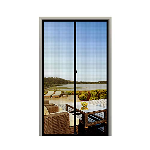 MAGZO Screen Door Magnets 34 x 82, Durable Fiberglass Door Mesh with Full Frame Hook&Loop for Back Door Fits Door Size up to 34"x82" Max-Black