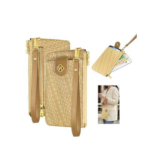 Image of Wristlet Wallets for Women, Leather Card Phone Holder RFID Blocking Large Capacity Clutch Purse Perfect for Ladies Daily Use and Travel - Apricot