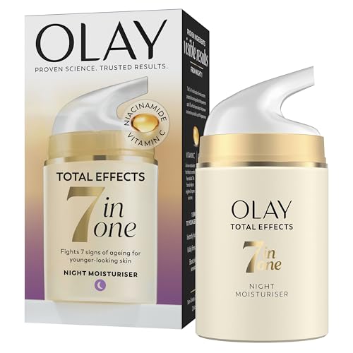 Olay Total Effects 7 in 1 Anti-Ageing Night Moisturiser Hydrating Face Cream with Niacinamide & Vitamin C Fights 7 Signs of Ageing for Younger-Looking Skin 50ml