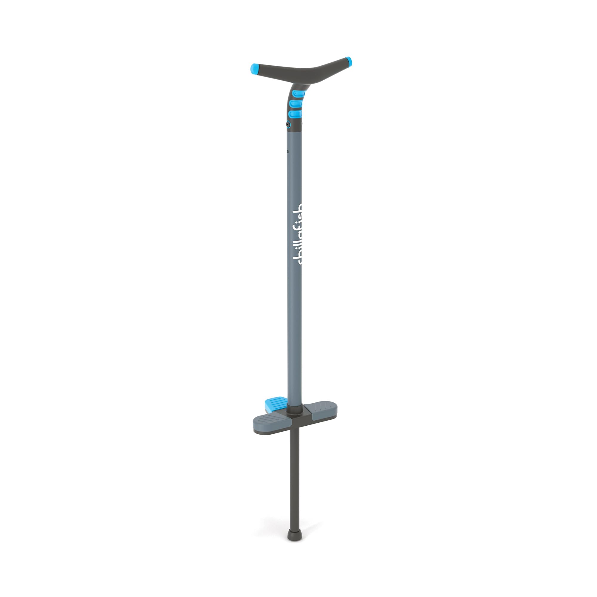 Chillafish Poogi Pogo Stick with Centralized Extra Foot Pedal to Balance on One Foot and Versatile Soft-Touch Handgrip for One or Two Hands, Ages 9 and up, Blue