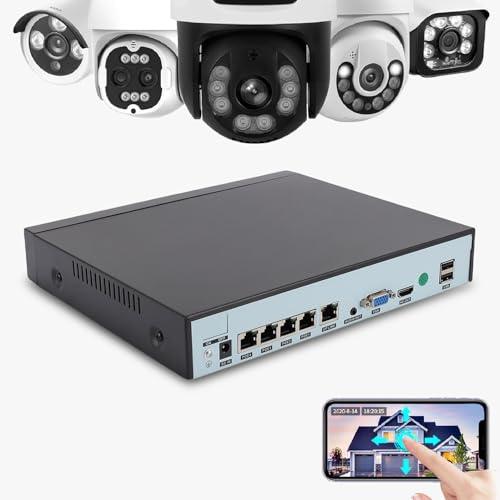 LICAEVEY Registrador DVR de Seguridad de 4 Canales, 4ch Híbrido 4 en 1 CCTV DVR para 4K 5MP 4MP 3MP 1080P Cámara de Vigilancia IP, DVR para Cámara de Seguridad de (Enchufe de la UE)