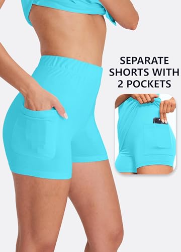 Image of Hiverlay Golf Dresses for Women with Shorts and Pockets, V-Neck Short Sleeve Tennis Dress, Workout Athletic Dresses