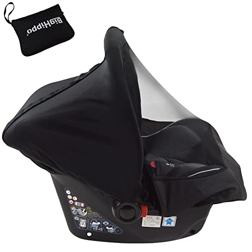 Image of Carseat Cover for Boys Girls, Baby Carseat Canopy with Zipper, Infant Stroller Cover,Black