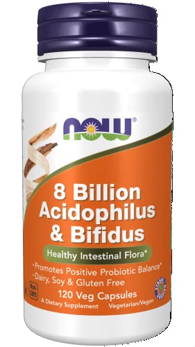 NOW Supplements, 8 Billion Acidophilus & Bifidus, Dairy, Soy and Gluten Free, Strain Verified, 120 Veg Capsules